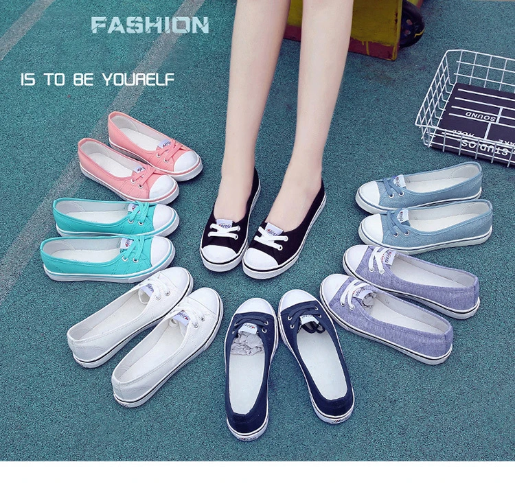 New Shallow flat women sneakers comfortable summer casual canvas shoes Breathable black Slip-on Vulcanize Shoes female NBT999 7