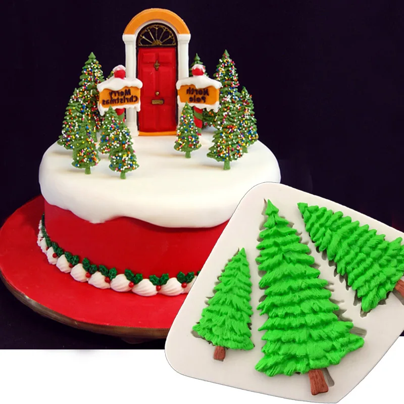 3D Christmas Tree Silicone Fondant Mold Cake Decorating Chocolate Soap