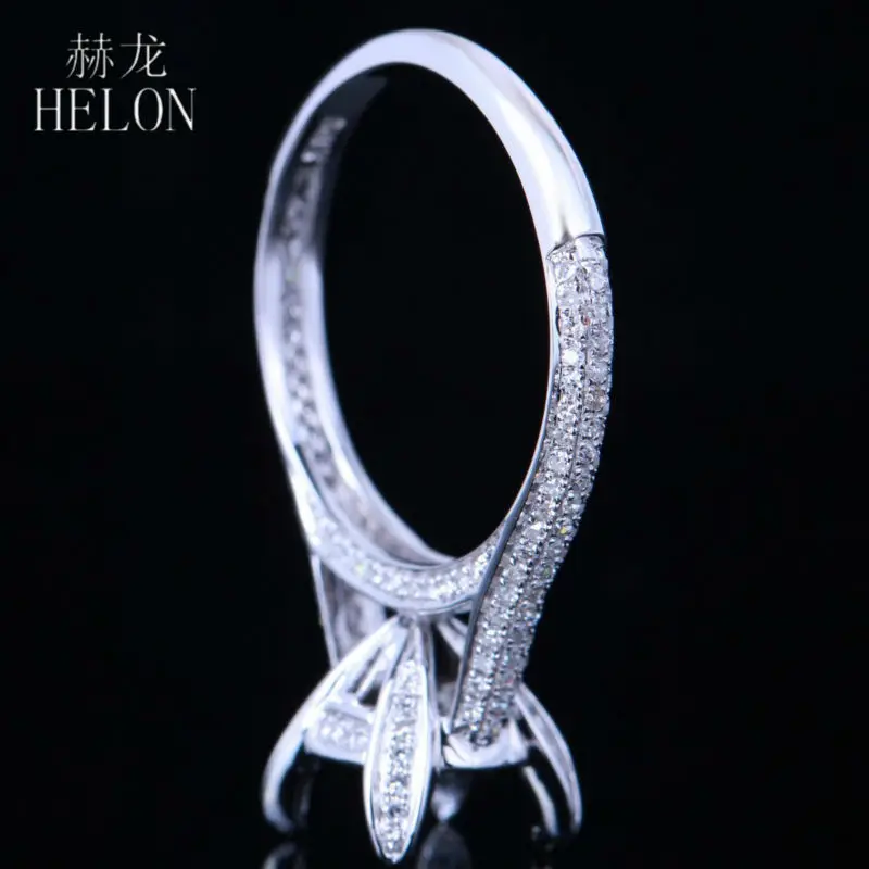 HELON Solid 14 K розовое золото 0.4ct натуральные Алмазы обручальные полу крепление кольцо женское свадебное Ювелирное кольцо подходит круглый 8-9 мм