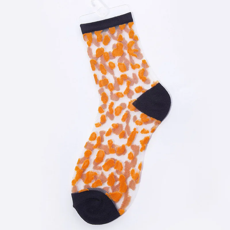 Продукт весна лето прозрачные шелковые носки женские сексуальные леопардовые Модные Повседневные Дышащие Calcetines Mujer - Цвет: Yellow black