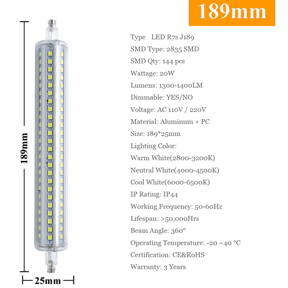 Лампа с регулируемой яркостью R7S светодиодный мозоли СИД 2835 SMD J189 J135 J118 J78 свет 10 Вт