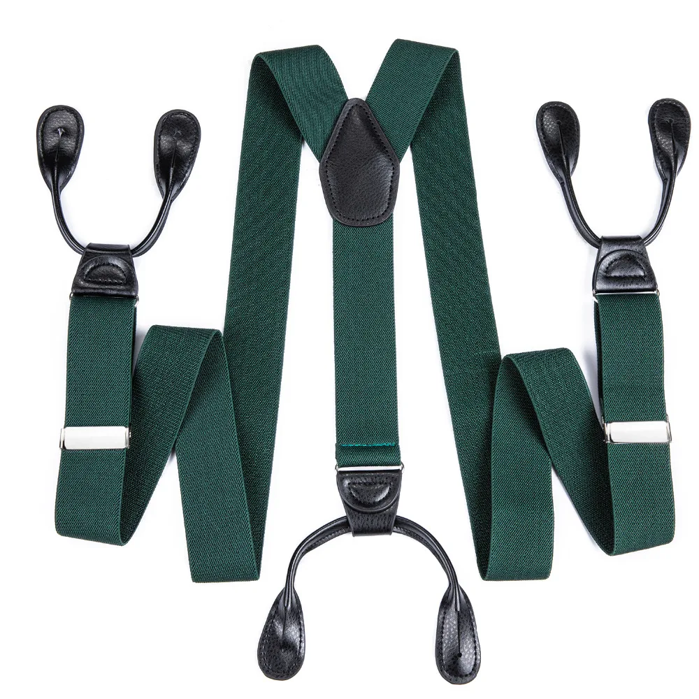 

DiBanGu 3.5cm Width Suspenders Men Leather Braces Adjustable 6 Buttons Suspenders Commercial Western Style With Gift Box JZ-504