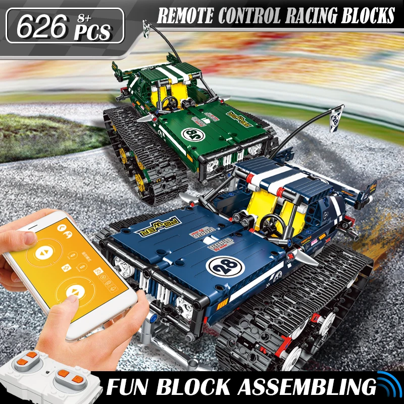

Remote Control Model Sports Car Assemble Building Block Bricks Model Kid Gift Technic Tracked Racer Electric Motor Function Toys