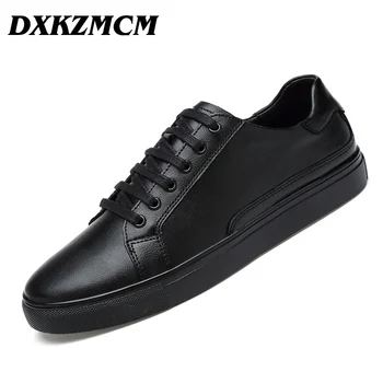 

DXKZMCM Handmade Brand Genuine leather Men Casual Shoe,Soft leather Men Flats Men Shoes Size 38-47