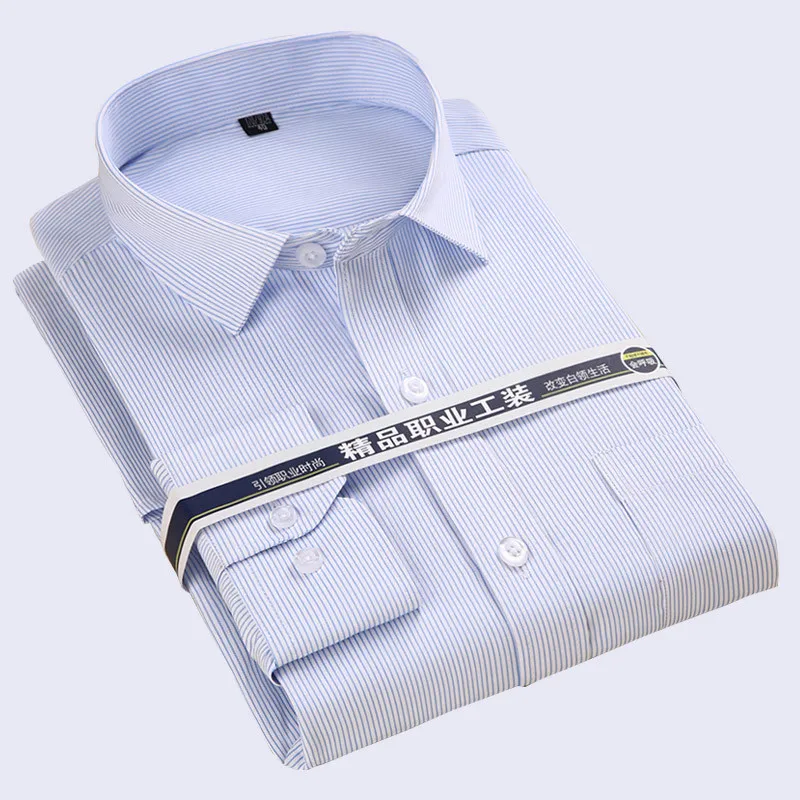 Новейший порекомендуемый Размер S до 8xl плюс, простой стиль, деловые мужские рубашки в клетку/полоску, длинный рукав, отложной воротник, легкий уход