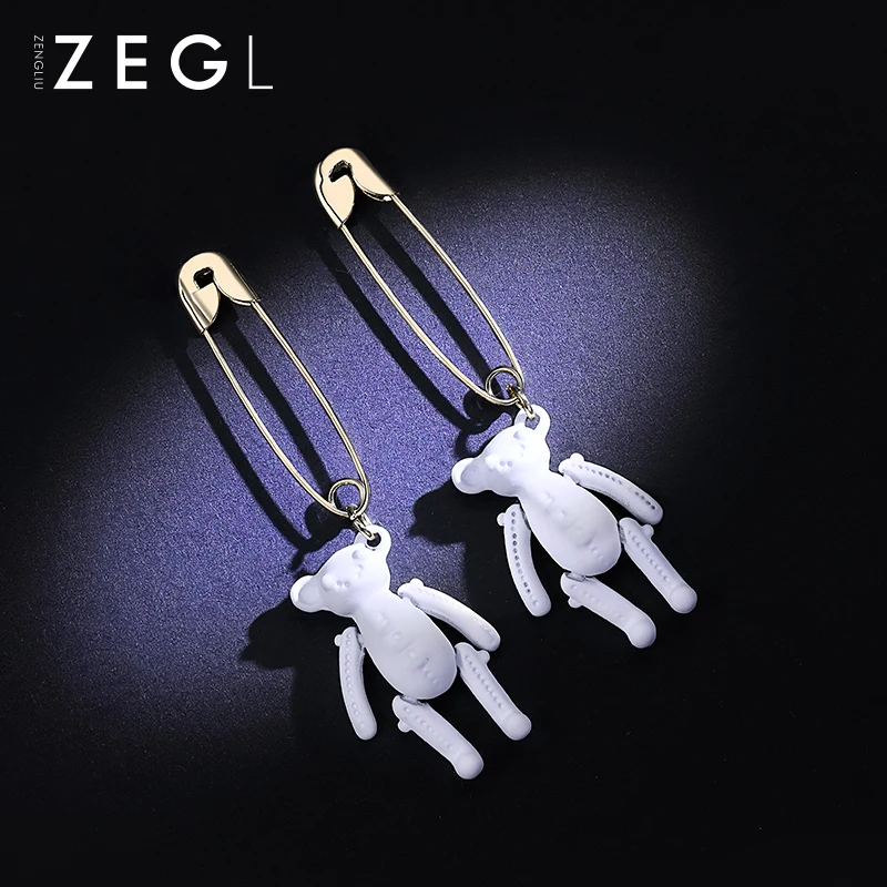 

ZEGL cute bear fashion earrings pink earrings for women creative earrings simple long earrings for women ear jewelry