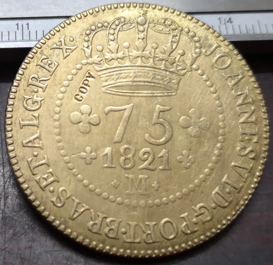 

1821 Brazil 75 Reis- Joao VI Minas Gerais Copper Copy Coin 35mm