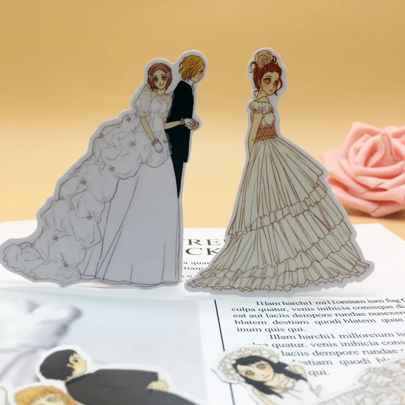 

15pcs Exquisite Self-made Scrapbooking Decorative wedding dress Gilrs Sticker Series 2 /waterproof paper stickers