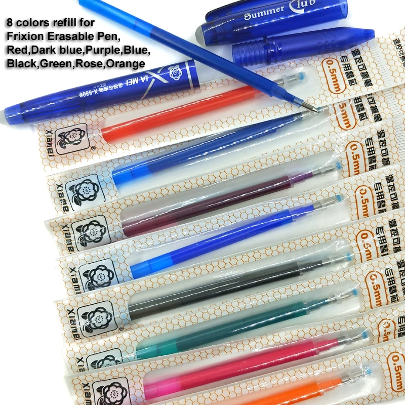 

8 different colors High Quality Erasable Pen Refills Gel Pen ink Temperature Control Refill office school supplies 0.5mm