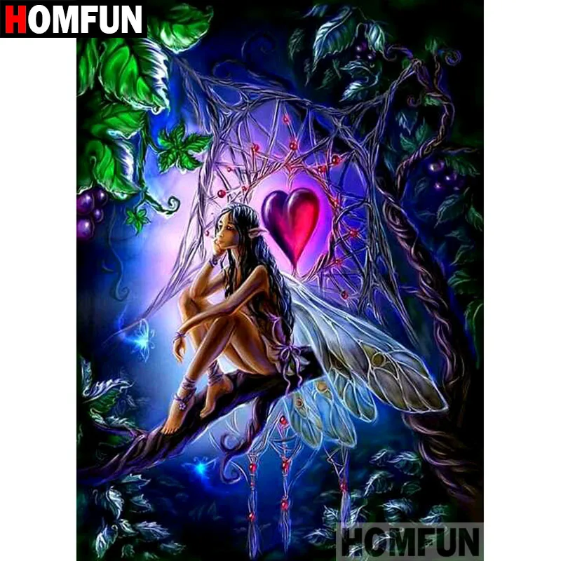 HOMFUN 5D DIY Diamant Malerei Voll Platz Runde Bohrer Schmetterling 