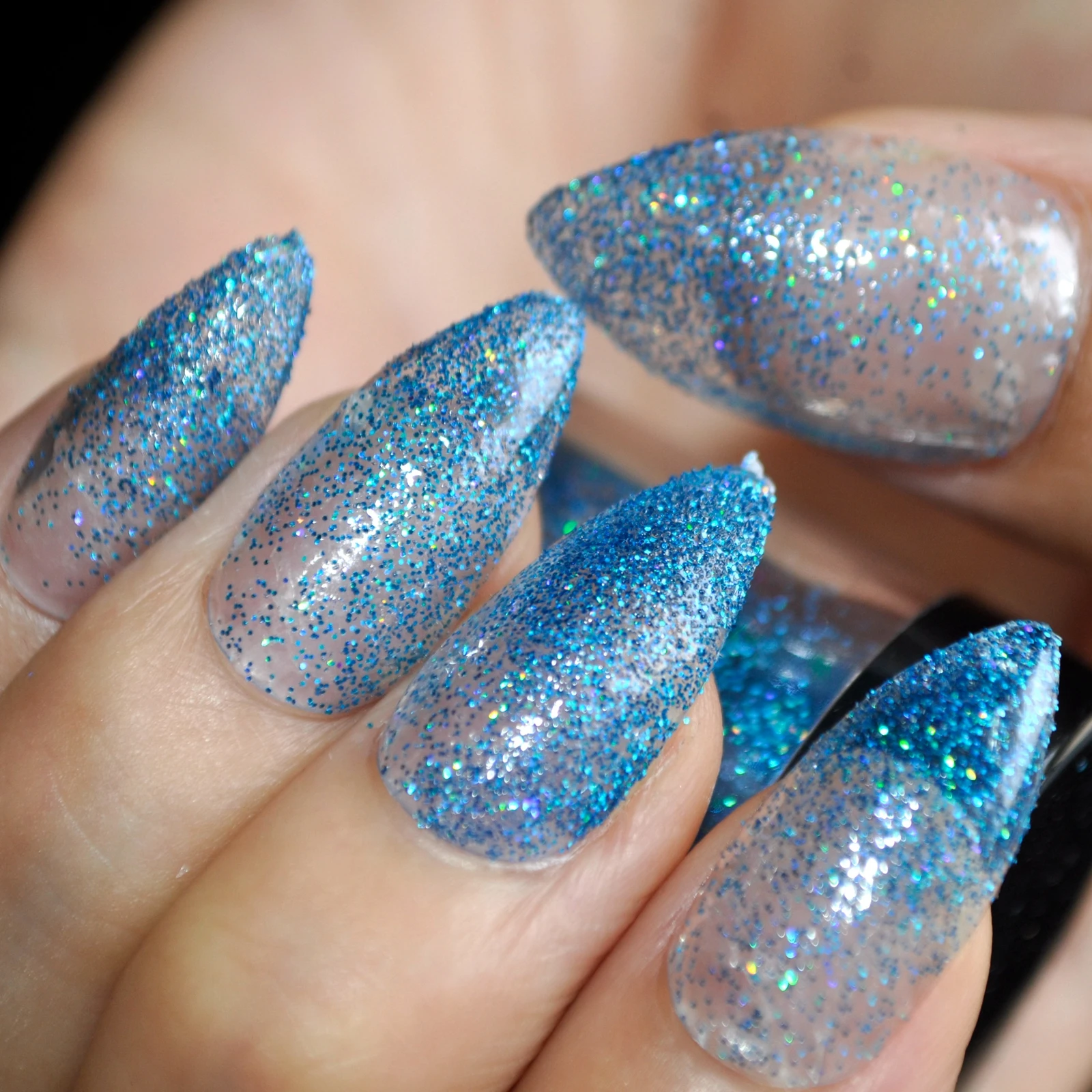 Sparkly blue nails tips advise to wear for on every day in 2019 Sparkly blue nails tips forecast dress for autumn in 2019