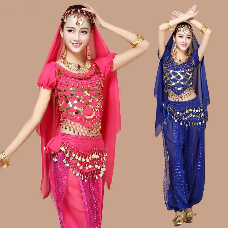 

4pcs Belly Dance Costume Bellydance Danza Indian Dress Gypsy Belly Dancing Clothes Belly Dancing Bollywood Dance Costumes