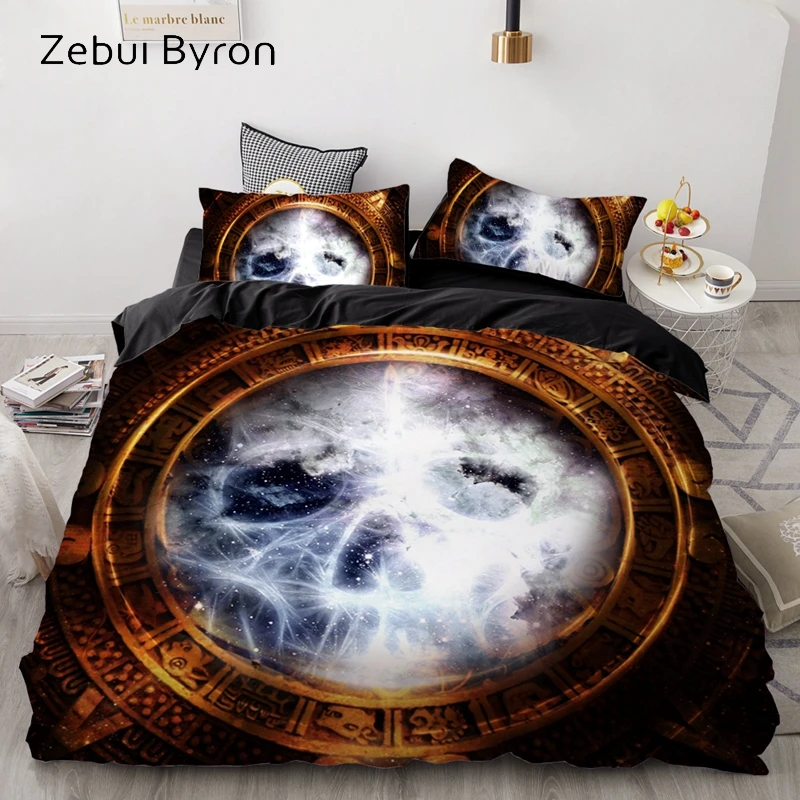 

3D Bedding Set Custom/King/Europe/USA,Duvet Cover Set Queen/King,Quilt/Blanket Cover Set,Bed set Magic skull,drop ship