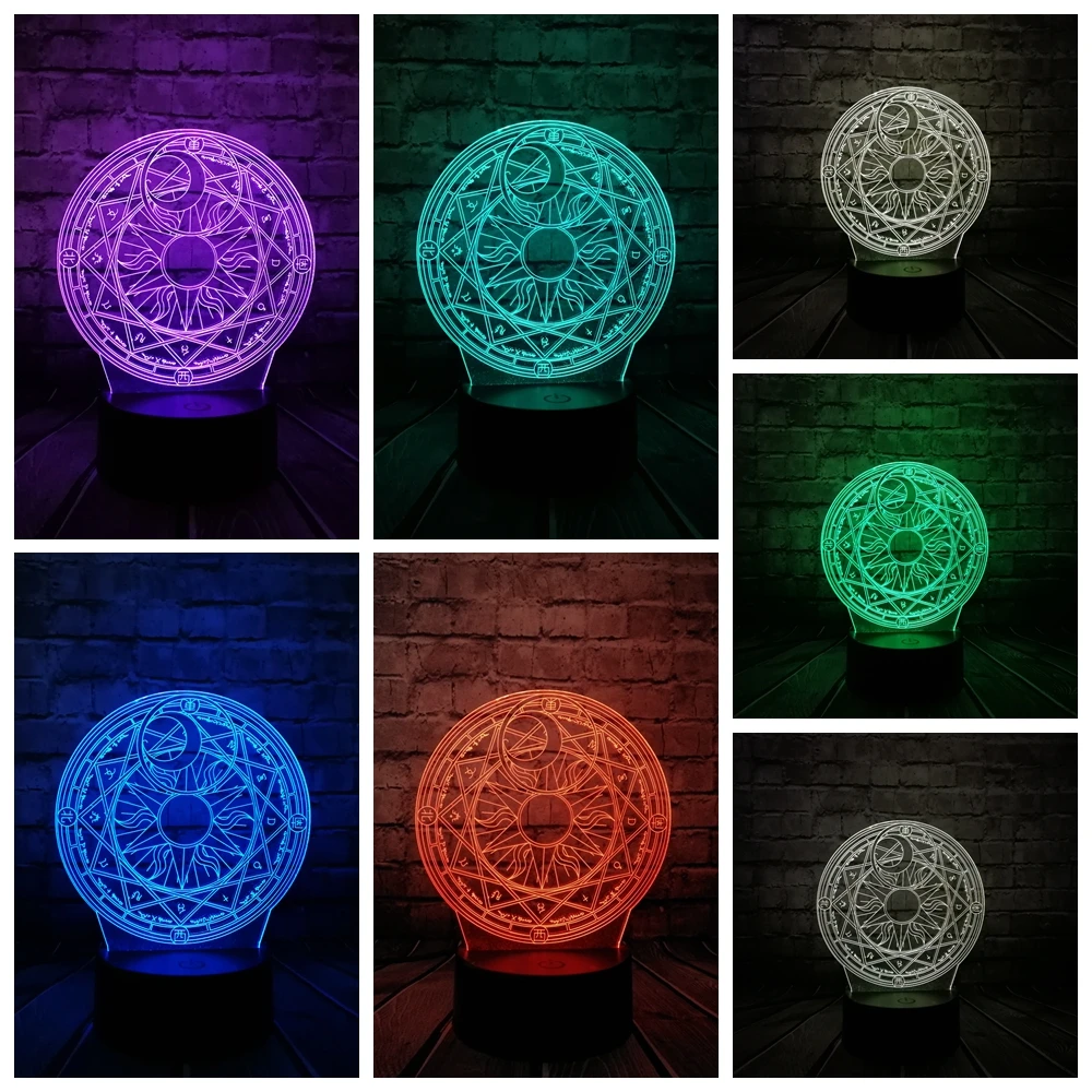 Мультфильм японское аниме Cardcaptor Sakura Magic Circle 3D лампа USB ночной Светильник