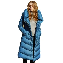 Европейский Для женщин вниз парки пальто с капюшоном зимняя женская X-длинные пальто женский Костюмы VF4036
