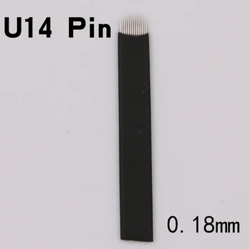 

50 PCS Microblading Needles Black 14 Pins U Shape Permanent Makeup Blades Manual Eyebrow Tattoo Curved Blade For Tattoo Pen