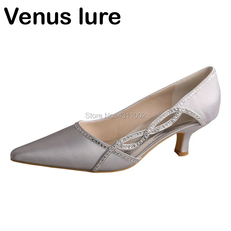 Venus lure/21 цвет; женская обувь; Серебряный низкий каблук; острый носок; вечерние туфли