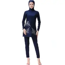 Горячая Распродажа мусульманский хиджаб купальные костюмы для женщин одежда для плавания с капюшоном Исламский полный охват анти-УФ печать 2 шт. одежда для купания