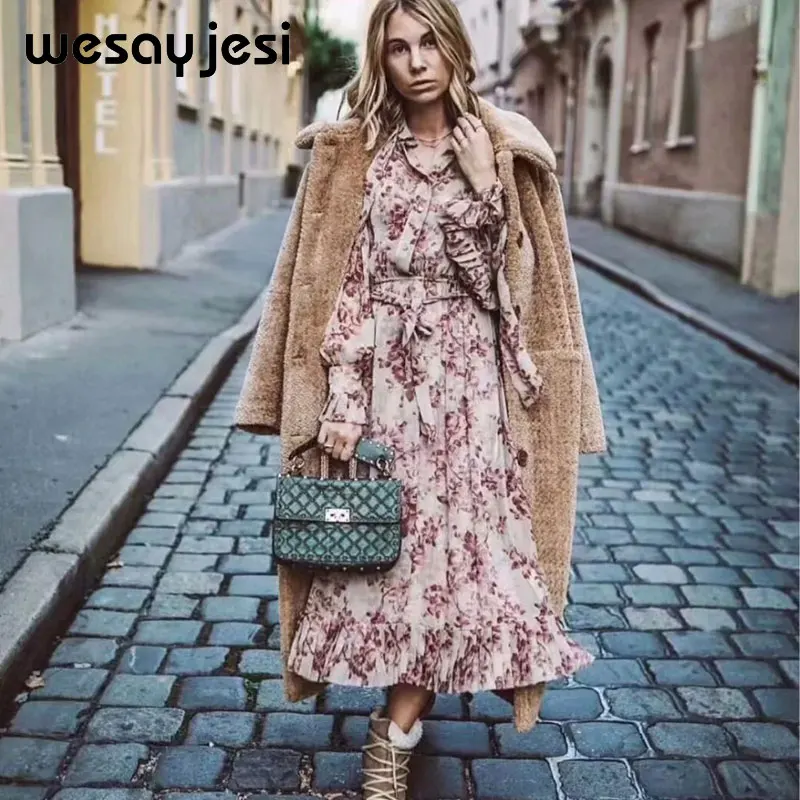 2019 vestidos الأنثوية اللباس انكلترا نمط الكشكشة طباعة الأزهار القوس منتظم vestidos دي فييستا حزب اللباس النساء الشارع الشهير