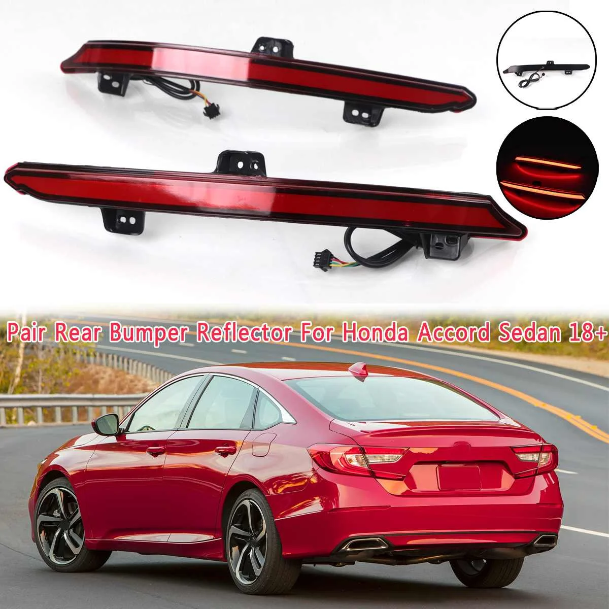 

2PCS 12V Car LED Rear Bumper Light Brake Light Turn Signal Reflector Rear Fog Lamp For Honda for Accord Sedan 2018+ #33555T2AA01