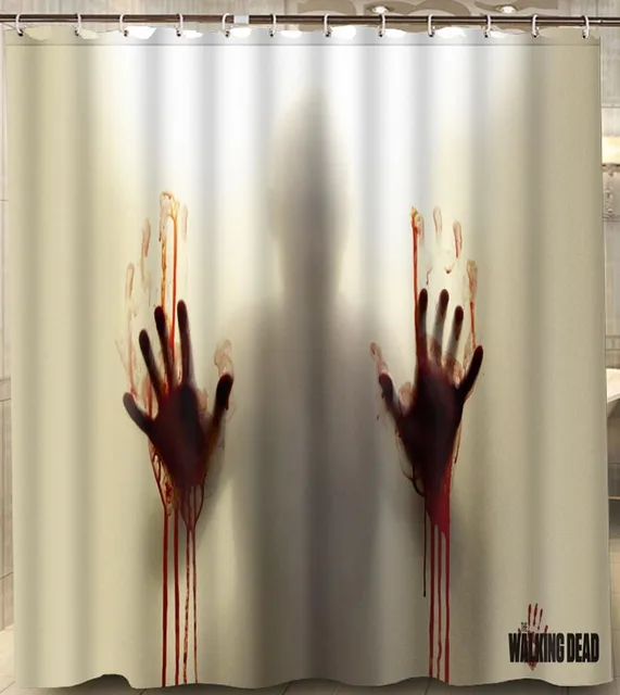 Custom Walking Dead Blood Hands Shower Curtain Waterproof 180x180cm Custom Walking Dead Blood Hands Shower Curtain Waterproof 180x180cm Polyester With Hooks For Bathroom
