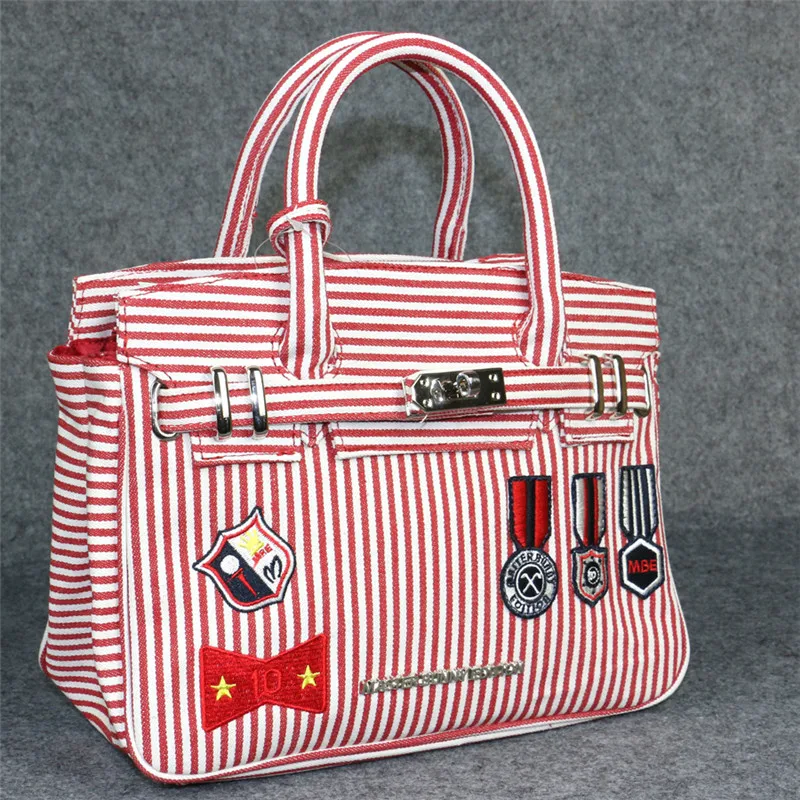 

New Stripe Golf Clothing Bag Portable Outdoor Travel Golf Tees Marks Shoes Bags 2 Colors Pearly Gates For Women