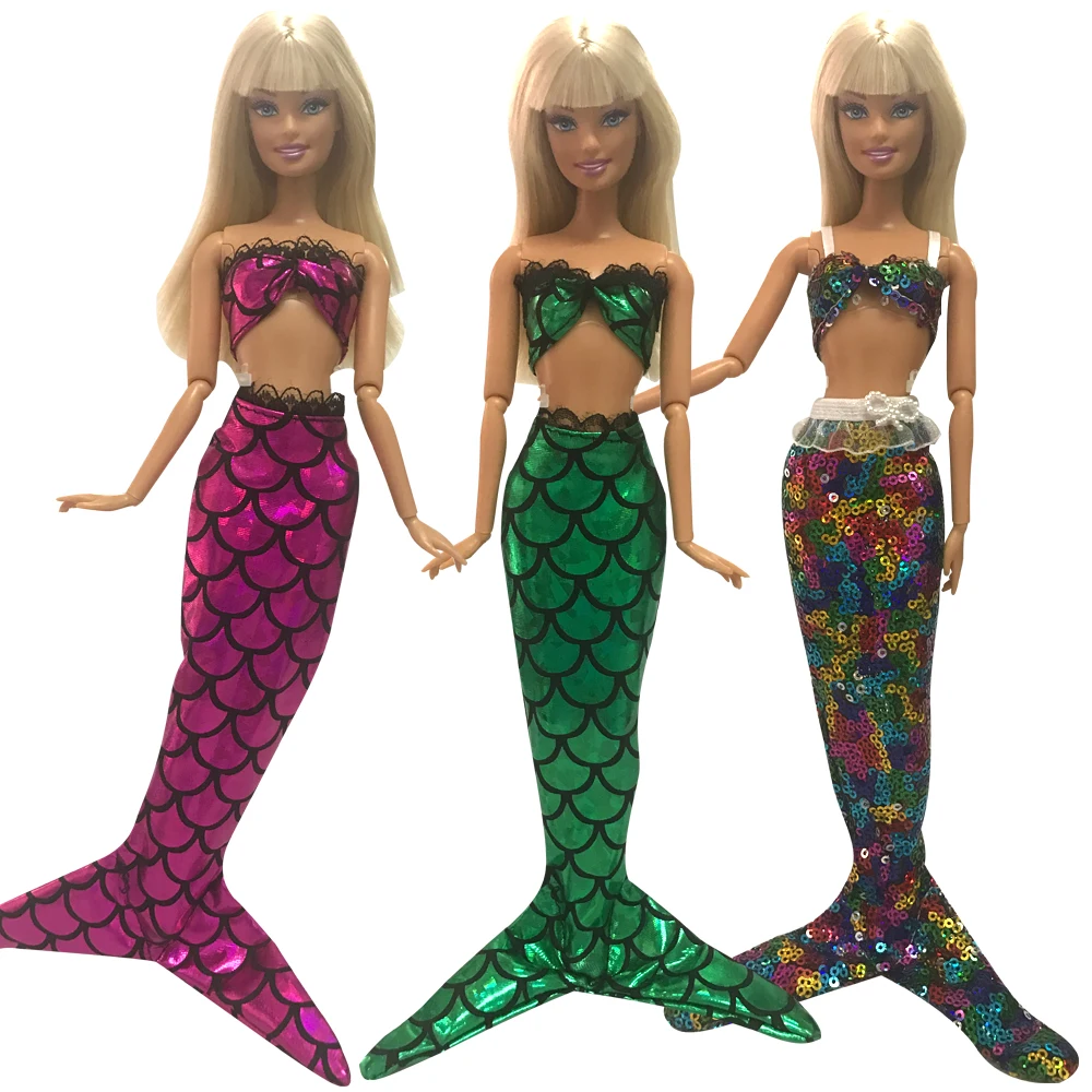 

NK Princess Doll Party Dress Gown Skirt Mermaid Dress For Barbie Doll Child Favorite Gift Girl' Doll Cosplay Mermaid Tail JJ