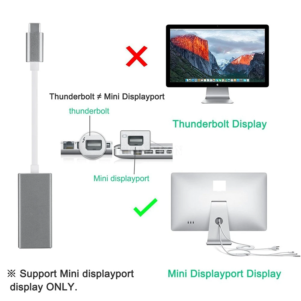 10 개/몫 1080P 남성 여성 USB 3.1 유형 C 미니 DP 디스플레이 포트 어댑터 케이블 애플 맥북 모니터 프로젝터
