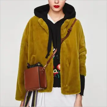 

Women's jacket European station 2018 autumn and winter new faux fur coat fashion casual Faux Fur Top