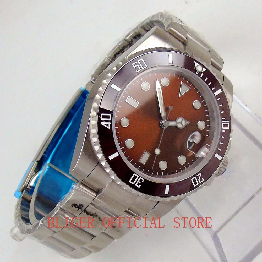 

Causal BLIGER 40mm men's watch red dial red bezel Luminous Miyota 8215 Automatic movement watch