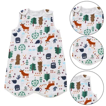 

Cotton Baby Gauze Sleeping Bag Summer Infant Baby Four-layer Pajamas Children Strap-type Anti-kick Unisex Pullover Nordic Forest