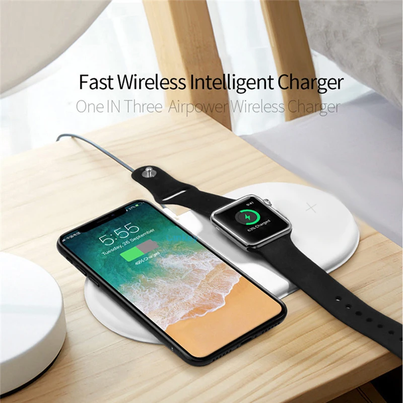 Беспроводное зарядное устройство 7 5 Вт QI для Apple Watch 2 3 4 Airpower mat Airpods Pro iPhone 8 X XS XR 11 Max
