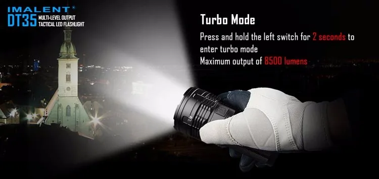 Sale IMALENT Waterproof Aluminum DT35 XHP35 HI 8500 LM 6 Modes 18650 USB Rechargeable LED Light Flashlight Torch+4x 18650 batteries 6