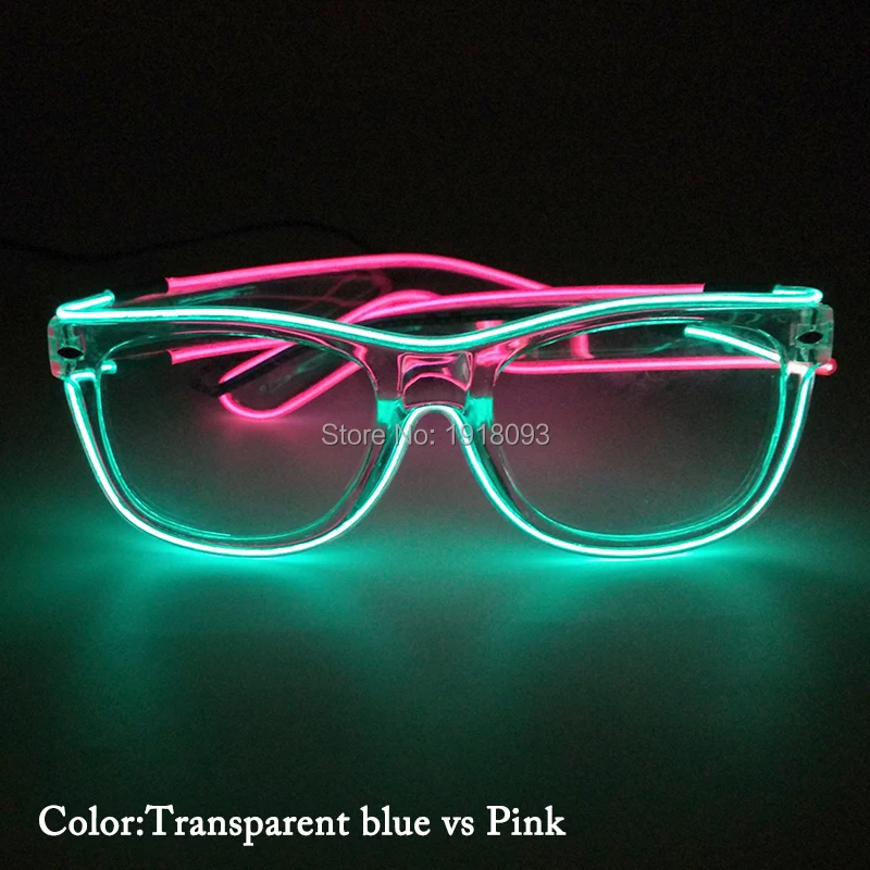 Óculos de Vidros com Som Iluminação do Feriado com Motorista Barato Peças Cores Duplas Ativado el Fio Incandescente Quadro Transparente 30 5 Vidros com Som ativado EL Fio Incandescente