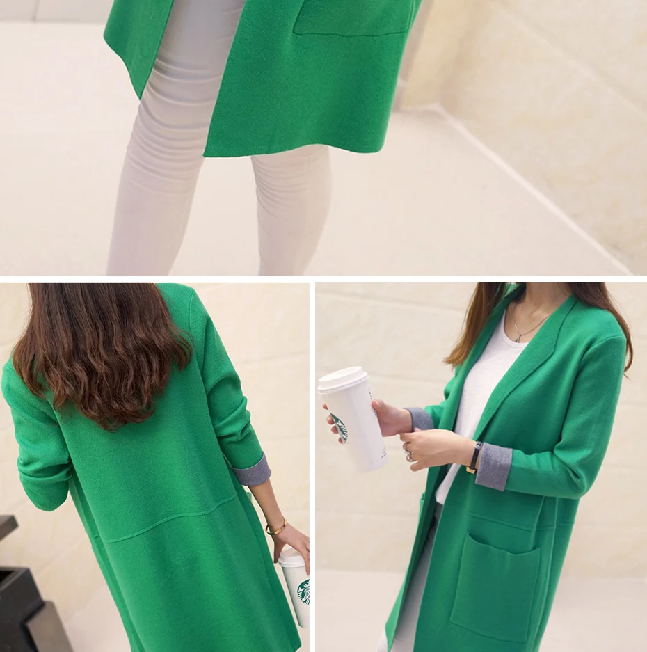 Knitted Long Sleeve Long Sweater Cardigan