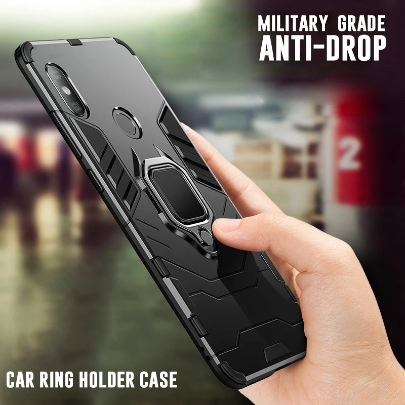 

Luxury Shockproof case For xiaomi mi 8 mi8 A1 A2 Max 3 Pocophone F1 Cover with Magnetic ring holder case for redmi note 5 4/4X
