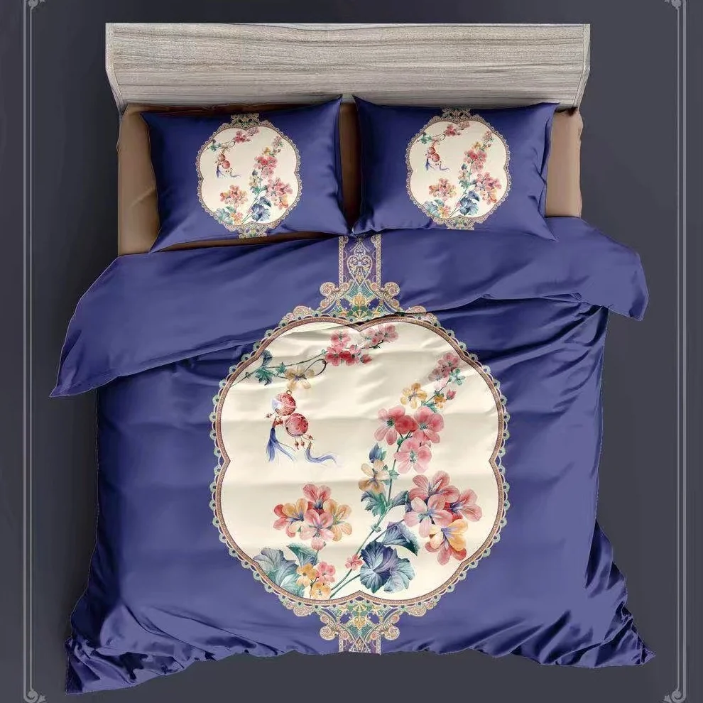 الصينية التقليدية الزهور طباعة الفراش مجموعات الملكة و الملك حجم حاف يغطي ملاءات 100% القطن النسيج غرفة نوم مجموعات 4 قطع