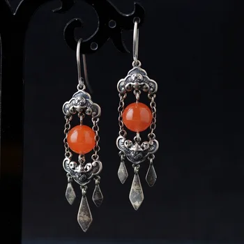 

silver technology for women in front of fashion restoring ancient ways south red agate beads tassels eardrop wholesale