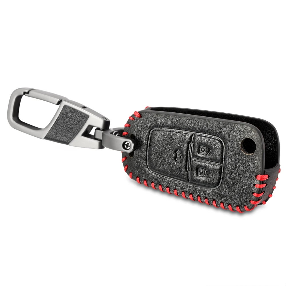 

Genuine Leather car key cover case set keychain For Chevrolet Cruze 2013 Spark Onix Silverado Volt Camaro Aveo Sonic 3 Buttons