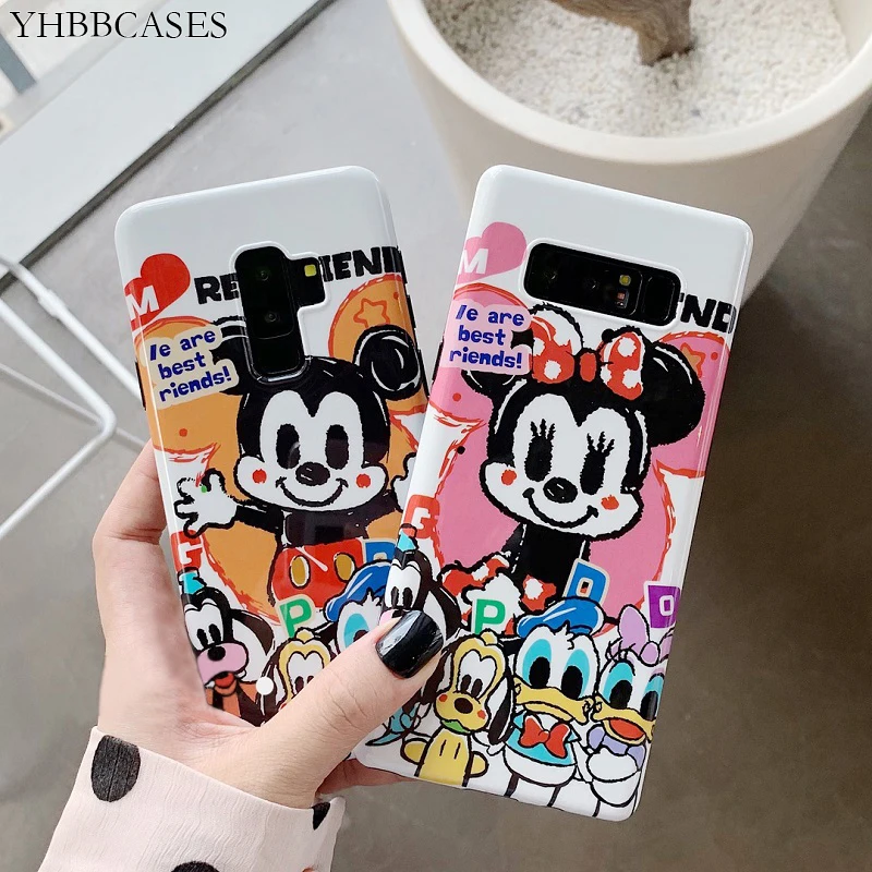 

YHBBCASES Cartoon Donald Phone Cases For Samsung S10 S8 S9 Plus Cute Mickey Minnie Soft Cover For Samsung Note 8 9 Mouse Case
