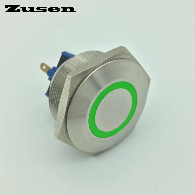 

Zusen 30mm 2no2nc stainless steel ring illuminated latching push button switch(ZS30F-22ZE/R/12V/S)