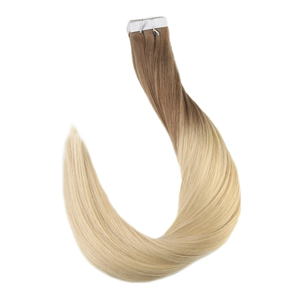 Full Shine Ombre Color Tape in Hair Machine Remy Human Hair Extensions 20 Pieces 50 Gram Per Package Glue on Hair Extension