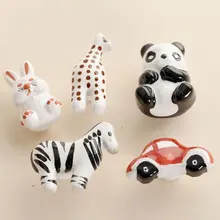 Children Dresser Drawer Knobs Pulls Handles Ceramic Knob Cabinet Door Knobs Furniture Cartoon Rabbit/Panda/Giraffe/Car/Zebra lovely cartoon ceramic children room furniture samll flower dog drawer shoe cabinet dresser door handles knobs kinds knobs