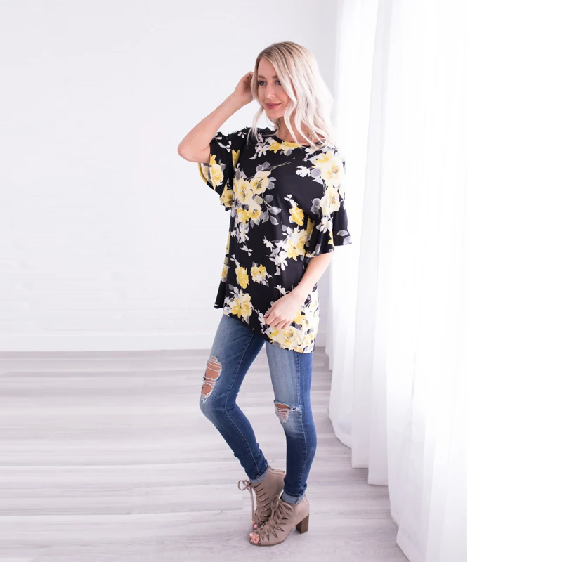 maternity blouse-maternity tops-maternity tshirt-black side AS1752