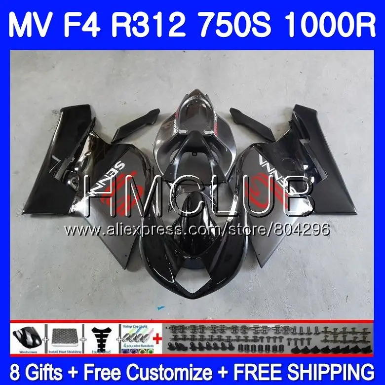 

Kit For MV Agusta F4 R312 750S 1000 R 750 1000CC 05 06 129HM.0 1000R 312 1078 1+1 MA MV F4 2005 2006 05 06 Fairing Black grey