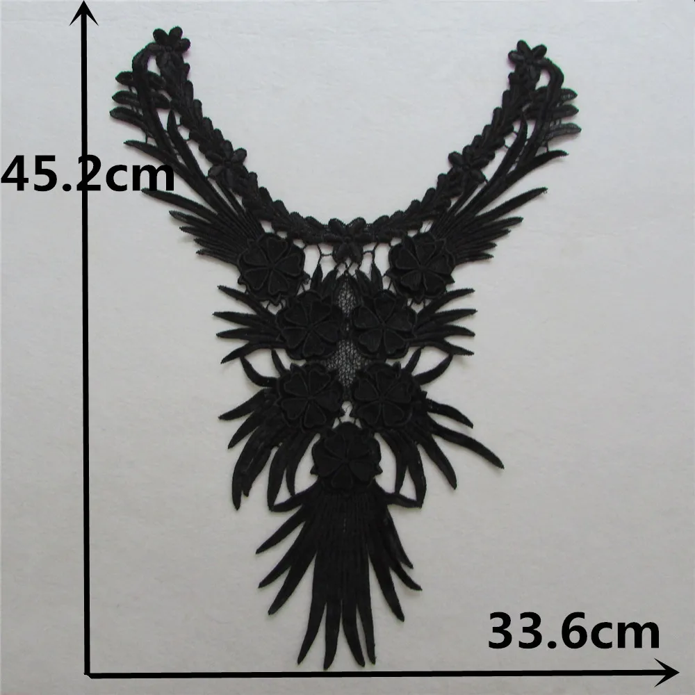 Стиль черная вышивка цветок кружево декольте Ткань DIY воротник шитье ремесло украшения одежды аксессуары 1 шт. YL676