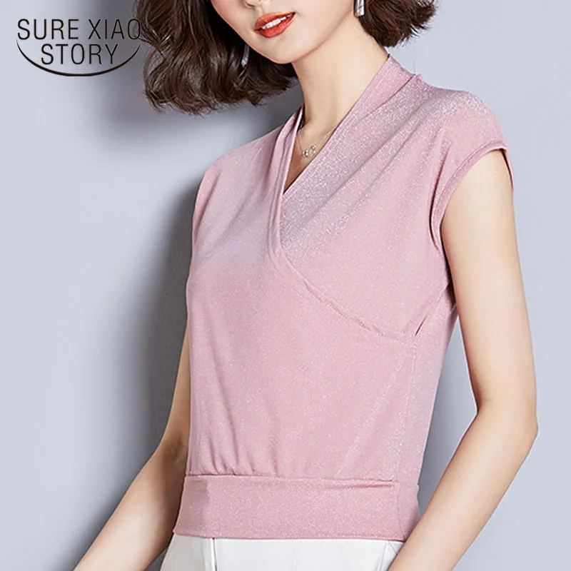 

Fashion women shirts 2019 ladies tops white and black shirts solid office lady V-Neck plus size women shirts shirts 3811 50