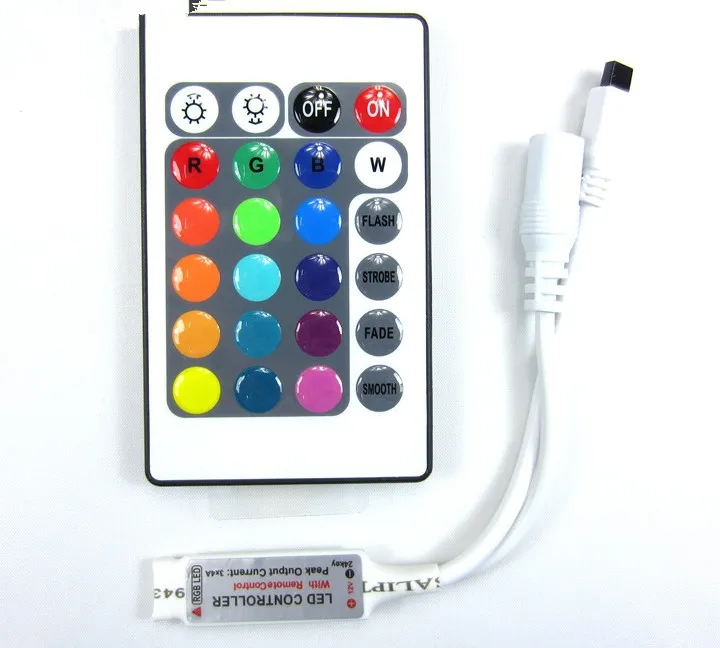 Mini Controller Ir Rgb Led 12V 24V Utilizzare Per Strisce Luminose Rgb 5050 O 3528 Con Telecomando A 24 Tasti