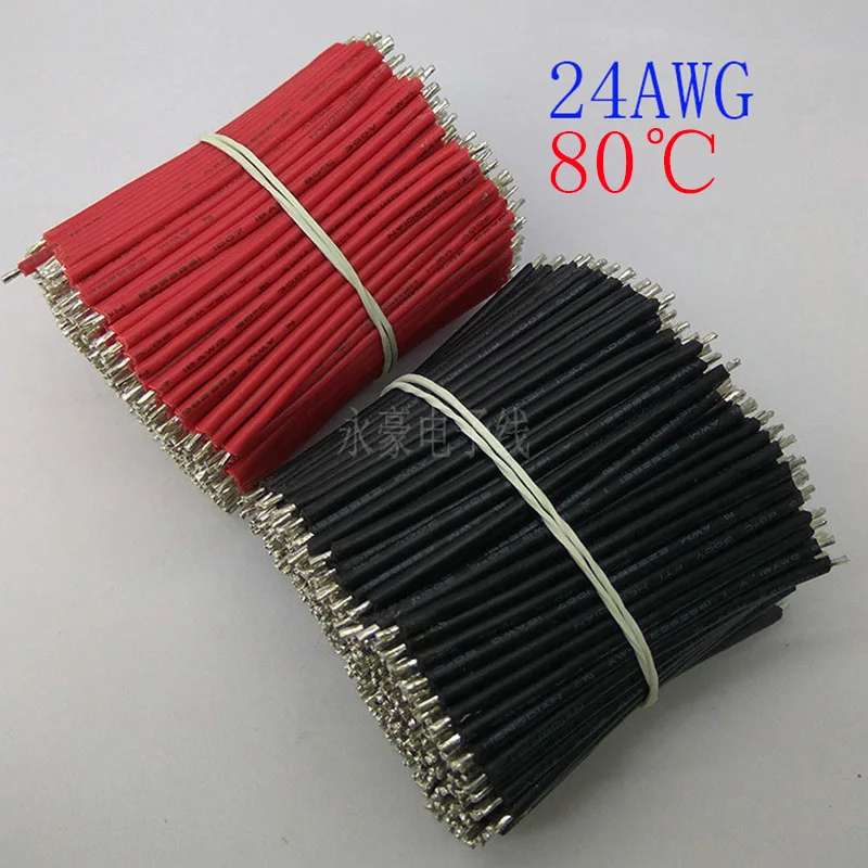 1000/PCS,35mm electronic components, 80degree 24AWG black and red tin electronic cable, DIY panel cable, free shipping