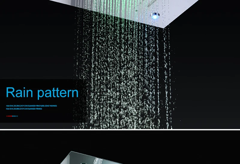 hm Shower System Double Waterfall Rainfall Large Ceiling LED Rain Shower Head Recessed Automatic Color Change Thermostatic Tap (7)